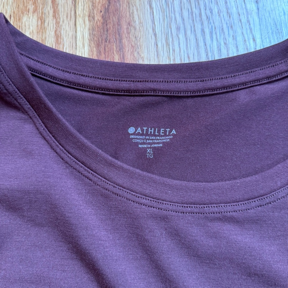 Athleta With Ease Crop Tee brown Short Sleeve Tee Size XL Workout Athletic - Picture 4 of 6